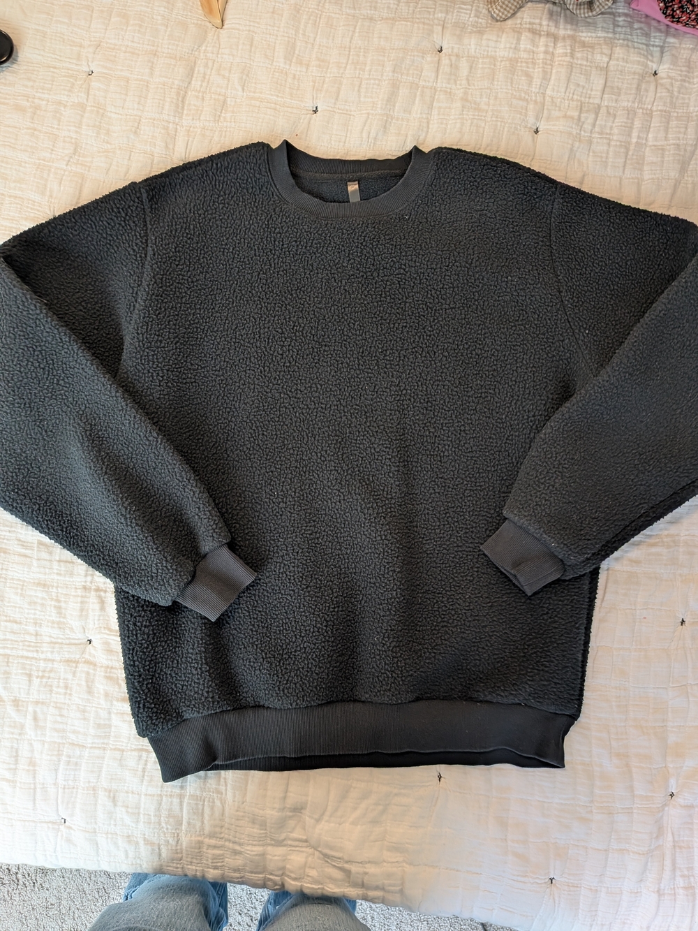 Fabletics Black Sherpa Crewneck Sweater